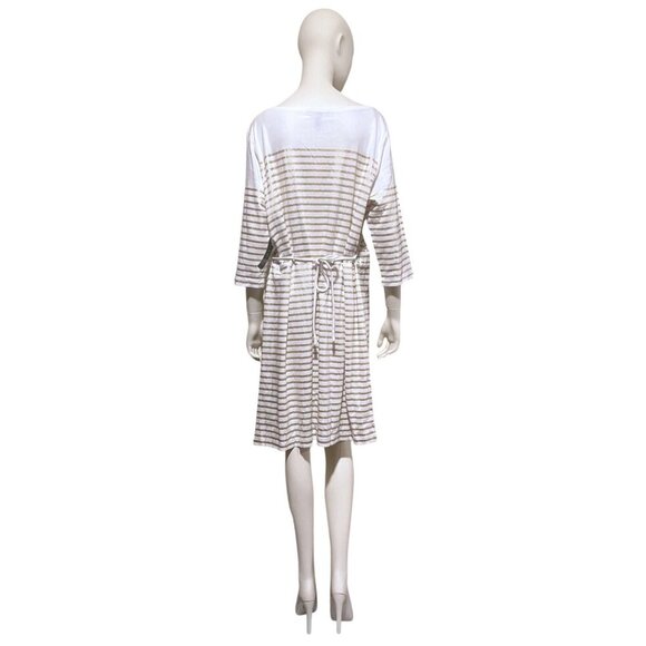 NWT Lauren Ralph Lauren Striped Midi Dress 2X Boat Neck Gold Nautical Resort - Picture 10 of 16